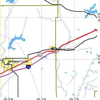 Zip code 62262 close-up map