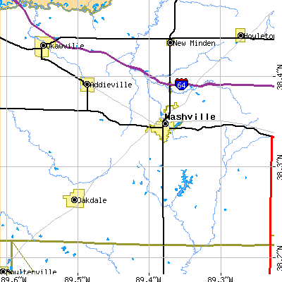 Zip code 62263 close-up map