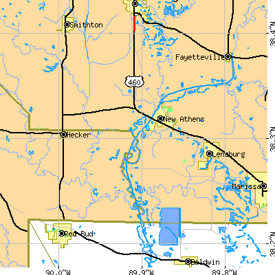 Zip code 62264 close-up map