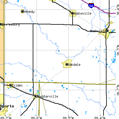 Zip code 62268 close-up map