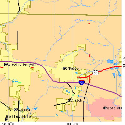 Zip code 62269 close-up map