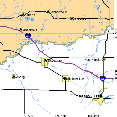 Zip code 62271 close-up map