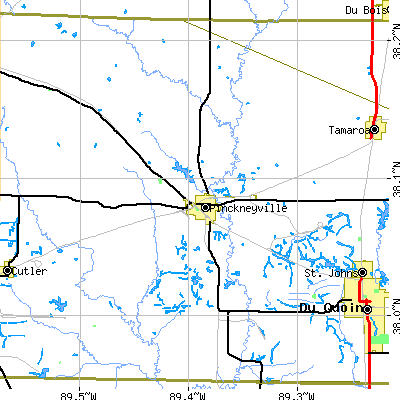 Zip code 62274 close-up map