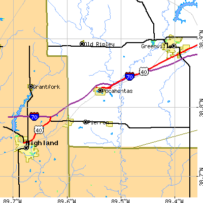 Zip code 62275 close-up map