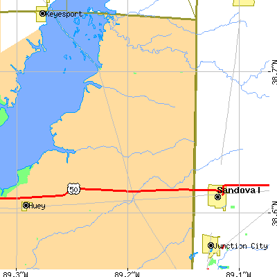 Zip code 62283 close-up map
