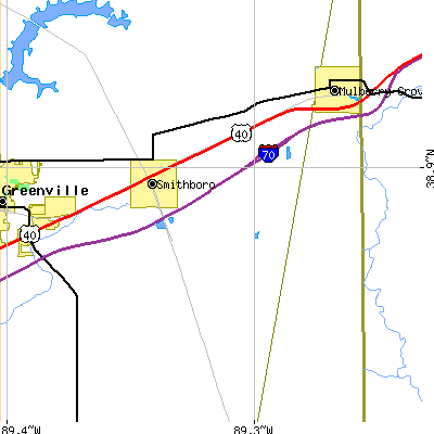 Zip code 62284 close-up map