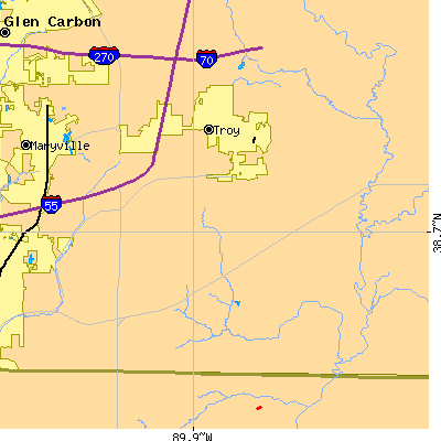 Zip code 62294 close-up map