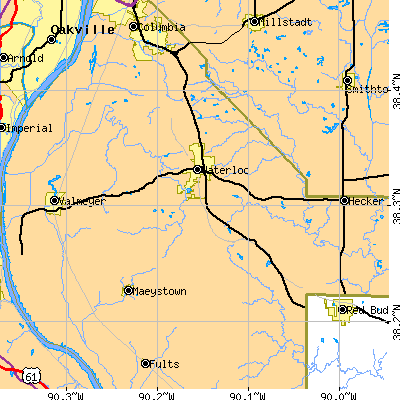Zip code 62298 close-up map