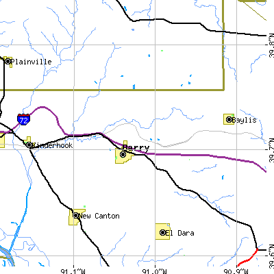 Zip code 62312 close-up map