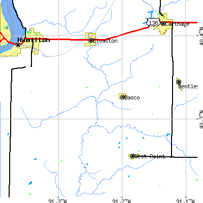 Zip code 62313 close-up map