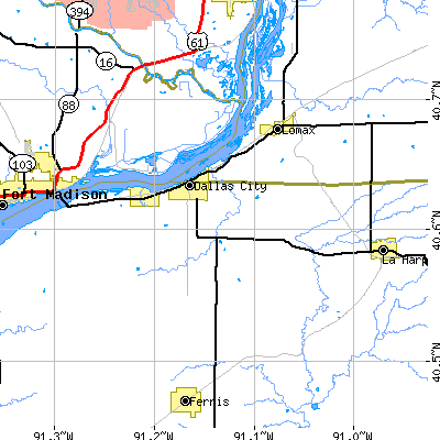 Zip code 62330 close-up map