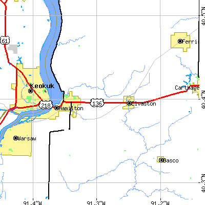 Zip code 62341 close-up map
