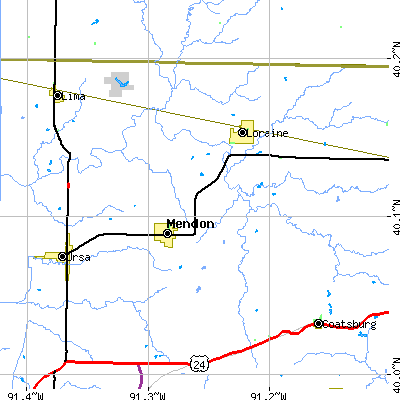 Zip code 62351 close-up map