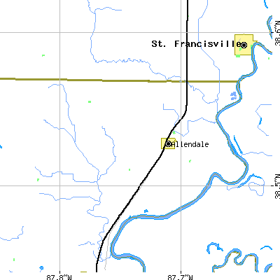 Zip code 62410 close-up map