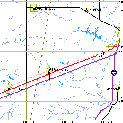 Zip code 62411 close-up map