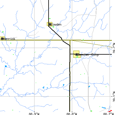 Zip code 62414 close-up map