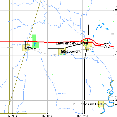 Zip code 62417 close-up map
