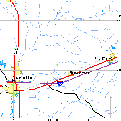 Zip code 62418 close-up map