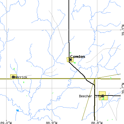 Zip code 62422 close-up map