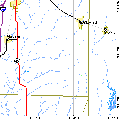 Zip code 62424 close-up map