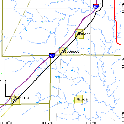 Zip code 62426 close-up map