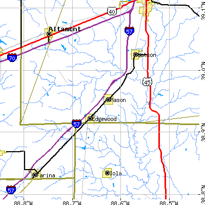 Zip code 62443 close-up map