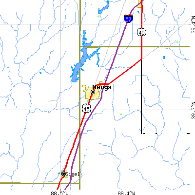 Zip code 62447 close-up map