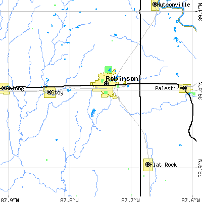 Zip code 62454 close-up map
