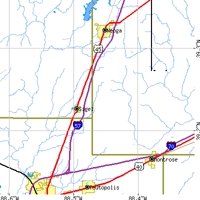 Zip code 62462 close-up map