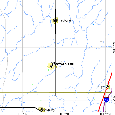 Zip code 62463 close-up map