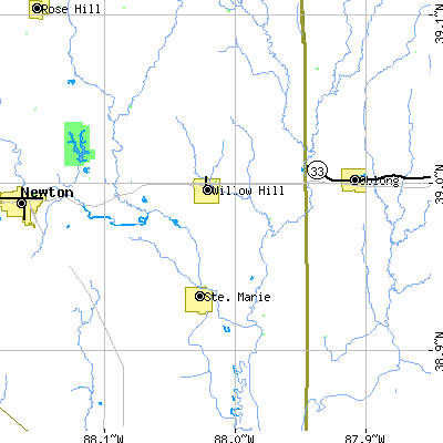 Zip code 62480 close-up map