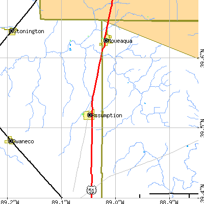 Zip code 62510 close-up map