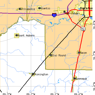 Zip code 62513 close-up map