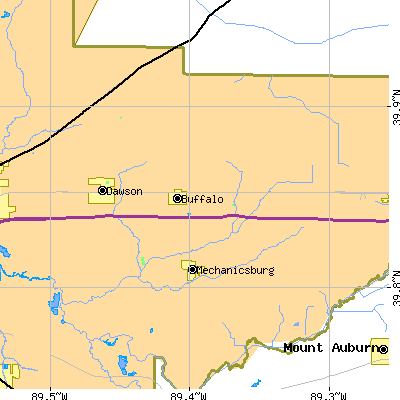 Zip code 62515 close-up map