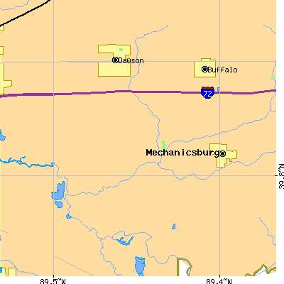Zip code 62520 close-up map