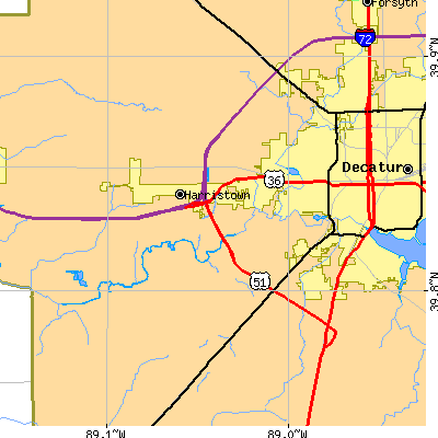 Zip code 62522 close-up map
