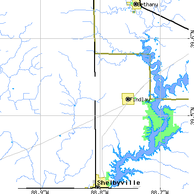 Zip code 62534 close-up map