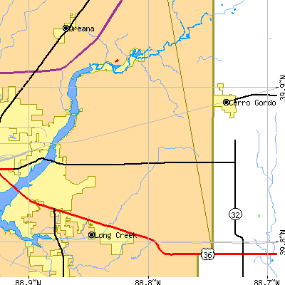 Zip code 62552 close-up map