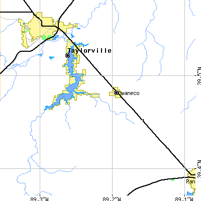 Zip code 62555 close-up map
