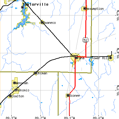 Zip code 62557 close-up map
