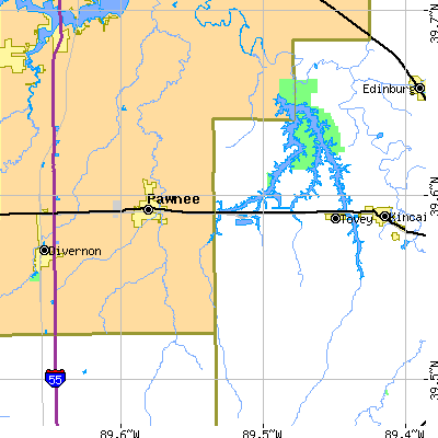Zip code 62558 close-up map