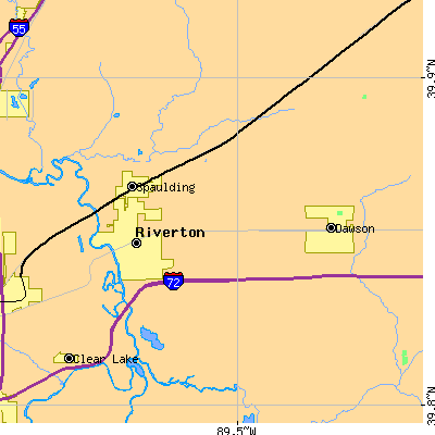 Zip code 62561 close-up map