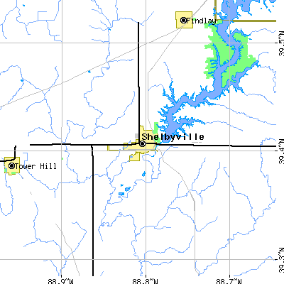 Zip code 62565 close-up map