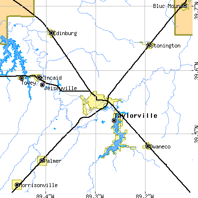 Zip code 62568 close-up map