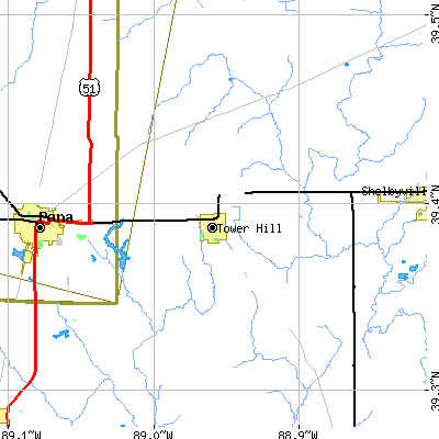 Zip code 62571 close-up map