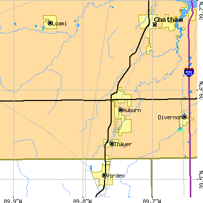 Zip code 62615 close-up map