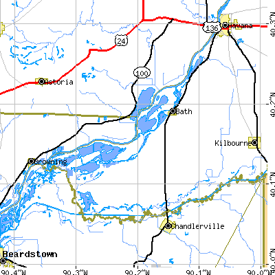 Zip code 62617 close-up map