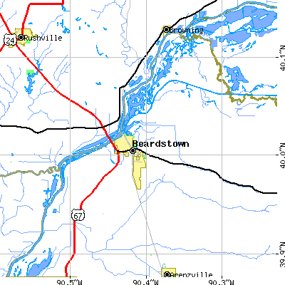 Zip code 62618 close-up map