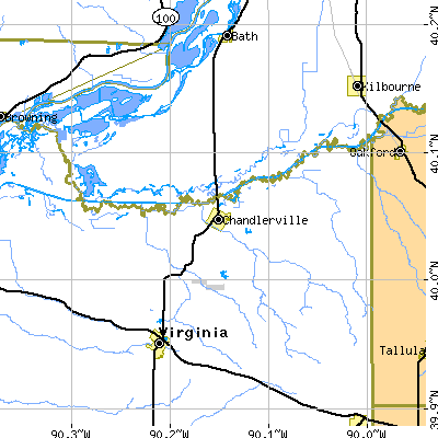 Zip code 62627 close-up map