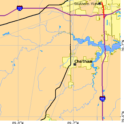 Zip code 62629 close-up map
